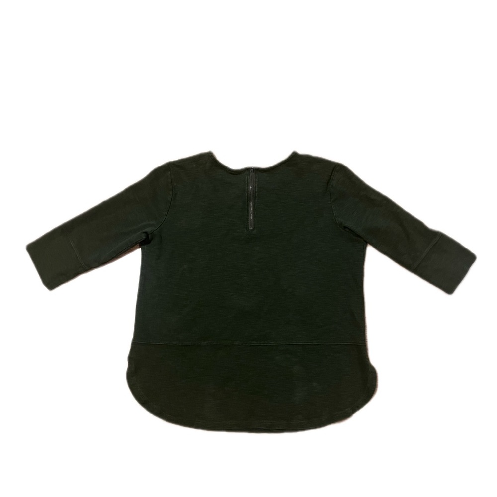 Merona women’s 3/4 Sleeve Top Forest Green with half zipper back Women’s Large - Picture 2 of 4